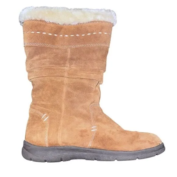 White Mountain Womens Trader  Brown Suede Pull On Mid Calf Snow Boots Size 9M