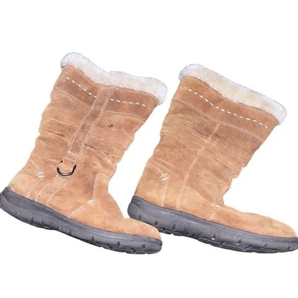 White Mountain Womens Trader  Brown Suede Pull On Mid Calf Snow Boots Size 9M