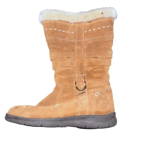 White Mountain Womens Trader  Brown Suede Pull On Mid Calf Snow Boots Size 9M