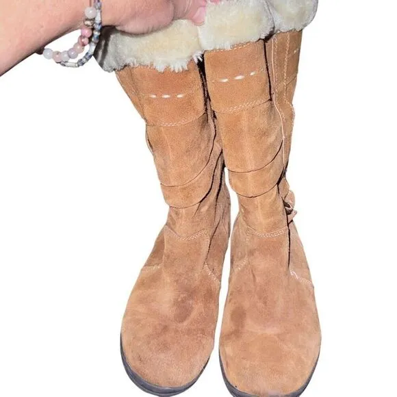 White Mountain Womens Trader  Brown Suede Pull On Mid Calf Snow Boots Size 9M