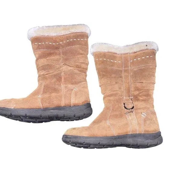 White Mountain Womens Trader  Brown Suede Pull On Mid Calf Snow Boots Size 9M