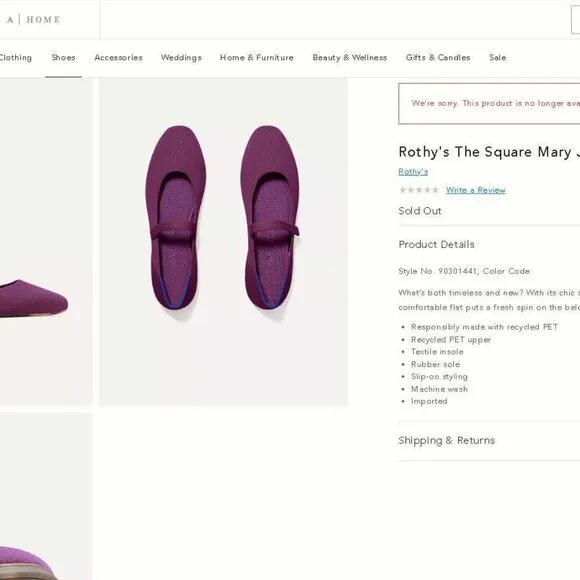 Women's 7.5 Rothy's The Square Mary Jane flats Wild Orchid (from Anthropologie)