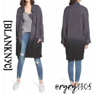 Women’s Blank NYC Dip Dyed Trench Coat Jacket Navy &amp; Black Ombré Sz S