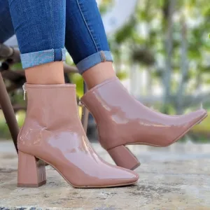 Women's Camel PAT Ankle Square Toe Booties