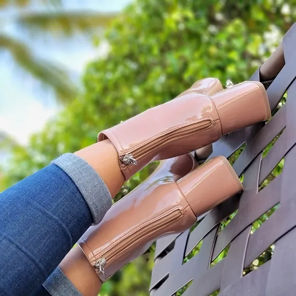 Women's Camel PAT Ankle Square Toe Booties