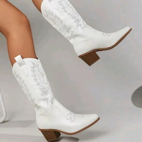 Women's Fashionable Western Boots For Outdoor Activities In Autumn And Winter