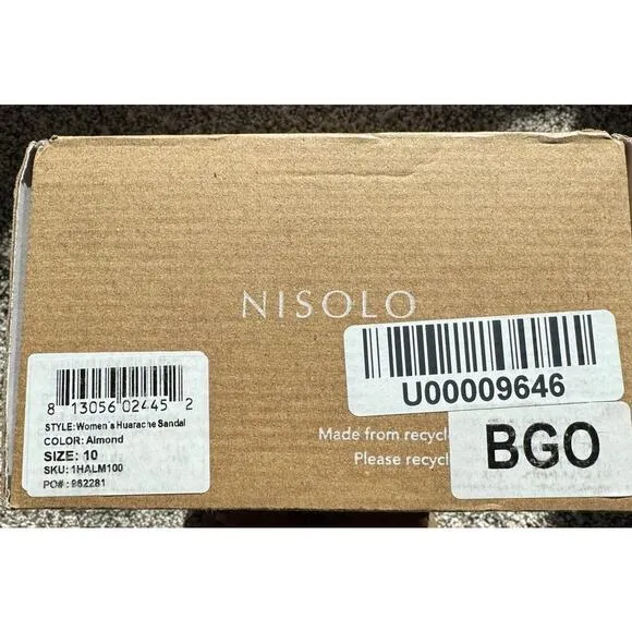 Women's Nisolo Huarache Sandals in ALMOND color - size 10 NEW in BOX