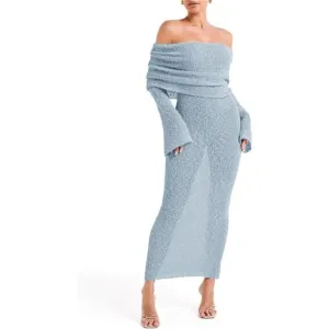 Womens Off Shoulder Maxi Dress blue