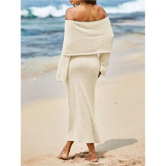 Womens Off Shoulder Maxi Dress khaki
