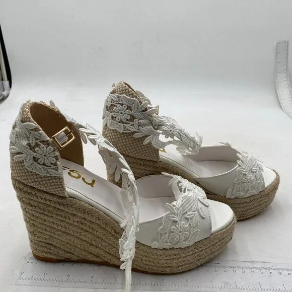 Women's Platform Wedges heels Sandals Wedge Ankle Strap Open Toe White Shoes
