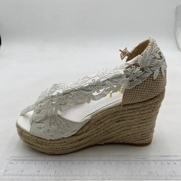 Women's Platform Wedges heels Sandals Wedge Ankle Strap Open Toe White Shoes