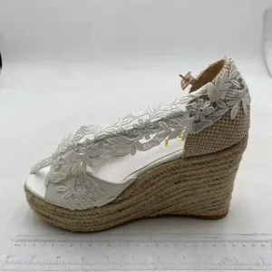 Women's Platform Wedges heels Sandals Wedge Ankle Strap Open Toe White Shoes