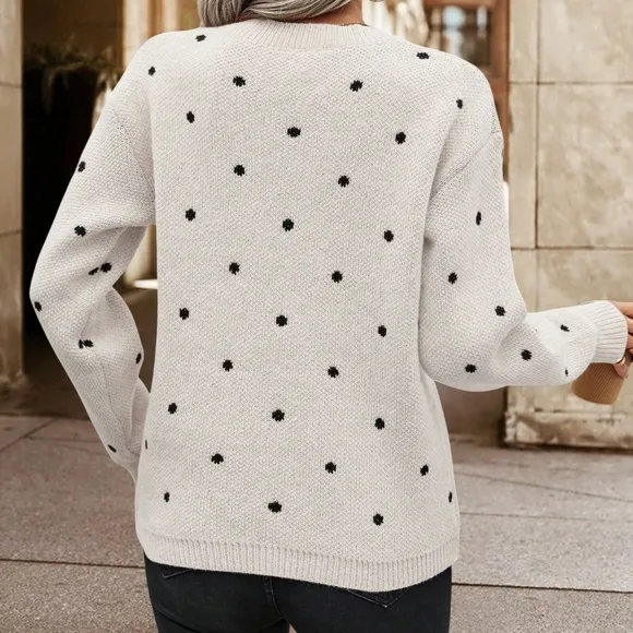 Women's Polka Dot Drop Shoulder Sweater
