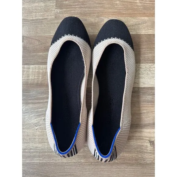 Women's Rothy The Square in Tuxedo Flats size 9 Quiet Luxury Boho Lagenlook