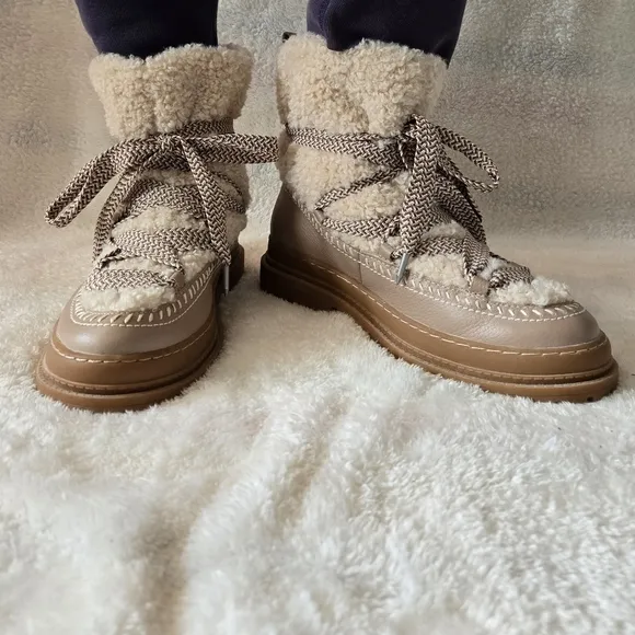 Women's Splendid Tan Shearling Lace-Up Boots