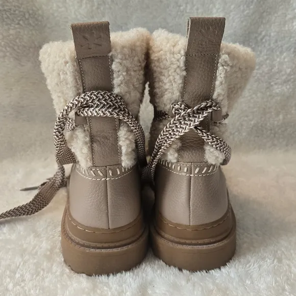 Women's Splendid Tan Shearling Lace-Up Boots