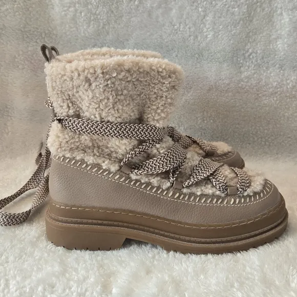 Women's Splendid Tan Shearling Lace-Up Boots