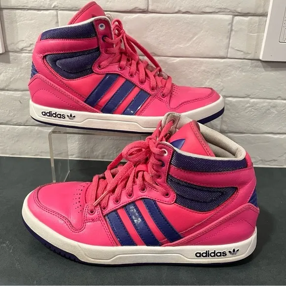 WOMENS sz 6 ADIDAS Court attitude hot pink purple HIGH TOP SNEAKERS