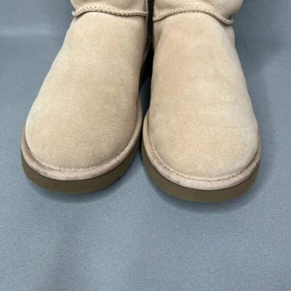 Womens UGG Boots Sz 8 Turn Lock Suede Wool Pinkish Tan Blush Amber #1094933 Boho