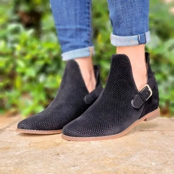 Women's Black Side Kicks Buckled Cut Out Booties