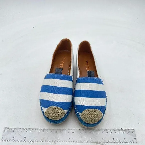XYD Blue Round Toe Espadrilles Wedge Loafer Platform Heel Casual Resort Shoes