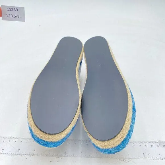 XYD Blue Round Toe Espadrilles Wedge Loafer Platform Heel Casual Resort Shoes