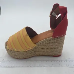 XYD Yellow Peep Toe Ankle Strappy Espadrilles Wedge Sandal Dress Roman Shoes