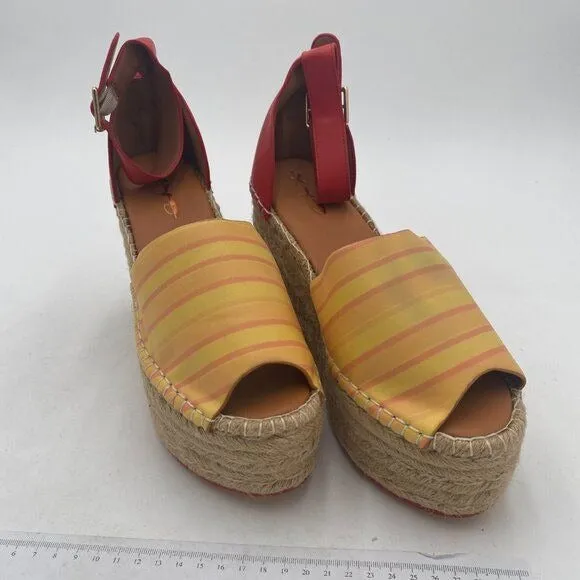 XYD Yellow Peep Toe Ankle Strappy Espadrilles Wedge Sandal Dress Roman Shoes