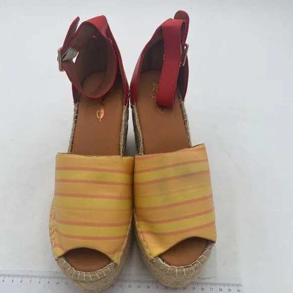 XYD Yellow Peep Toe Ankle Strappy Espadrilles Wedge Sandal Dress Roman Shoes