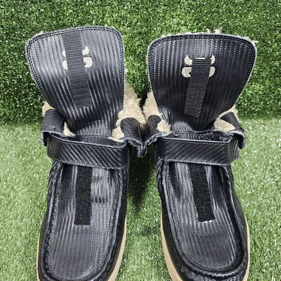Y2K IPath Black Shearling Lined Strapped Mid‎ Sneakers Mens Size US 10