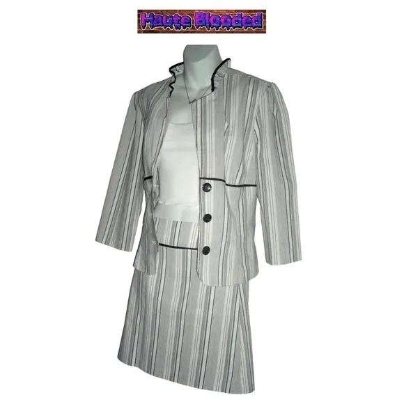 y2k Speechless Suit Striped Clueless Style Academia Office Work Blazer Skirt 13