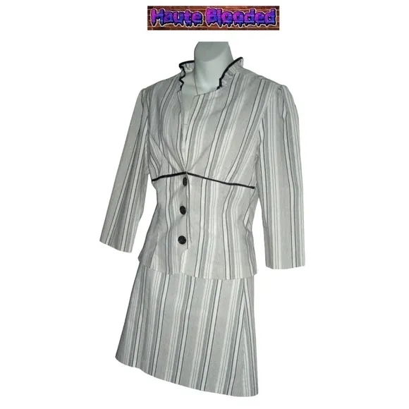 y2k Speechless Suit Striped Clueless Style Academia Office Work Blazer Skirt 13