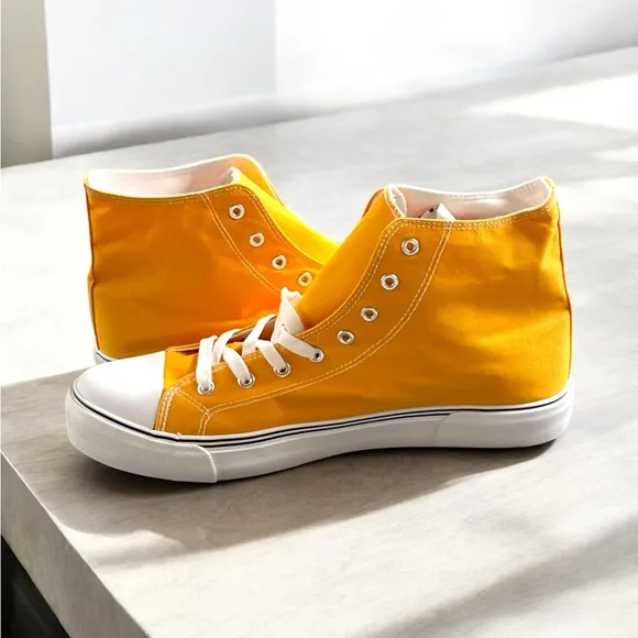 Yellow High-Top Men’s Canvas Sneakers