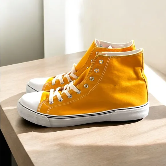 Yellow High-Top Men’s Canvas Sneakers
