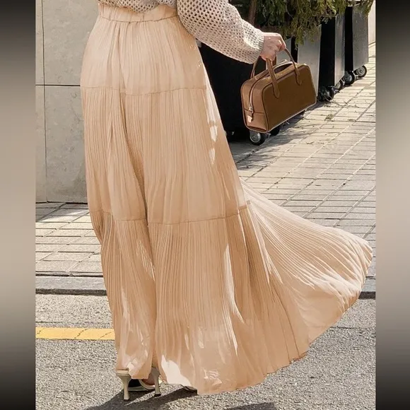 Yellow Ruffle tiered layered mesh flowery maxi skirt with elastic waistband