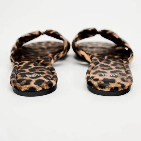 ZARA ANIMAL PRINT KNOTTED SANDALS