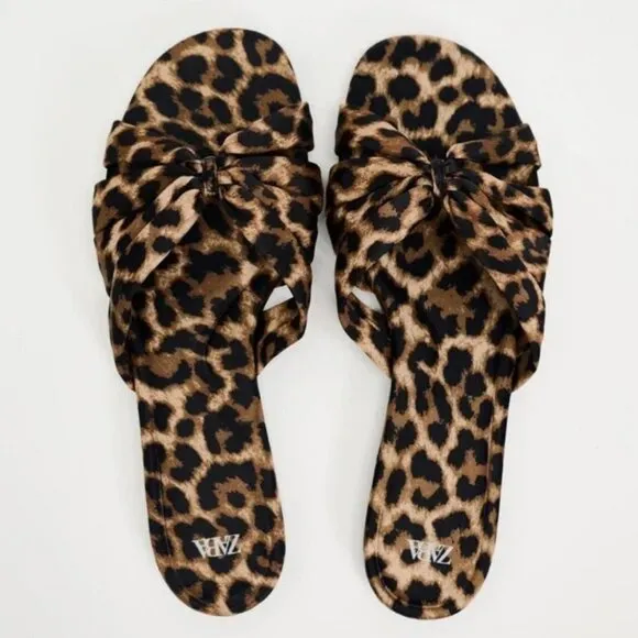 ZARA ANIMAL PRINT KNOTTED SANDALS