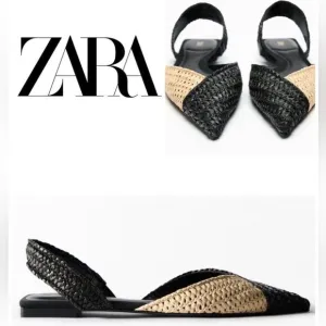 Zara Limited Edition Raffia Slingback Sandal Flats