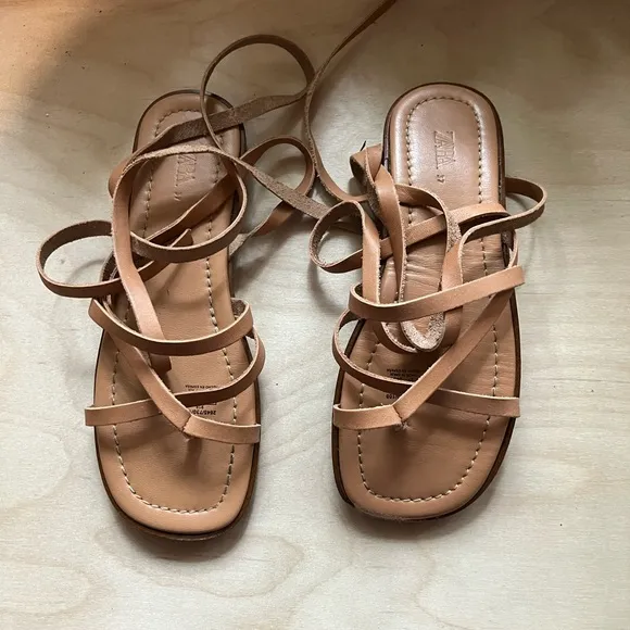 Zara limited edition strappy leather sandals