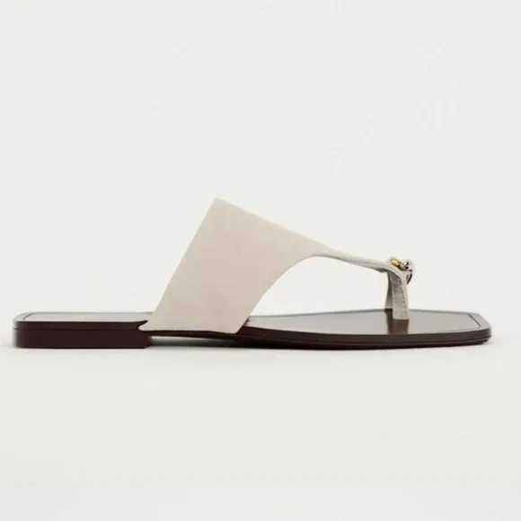 ZARA REAL LEATHER EMBELLISHED SUEDE SANDALS