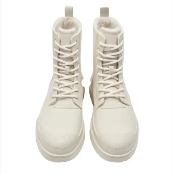 Zara Rubberized Lug Chunky Winter Snow Rain Shearling Boots Size 12