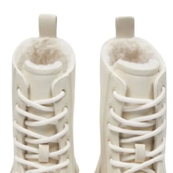 Zara Rubberized Lug Chunky Winter Snow Rain Shearling Boots Size 12