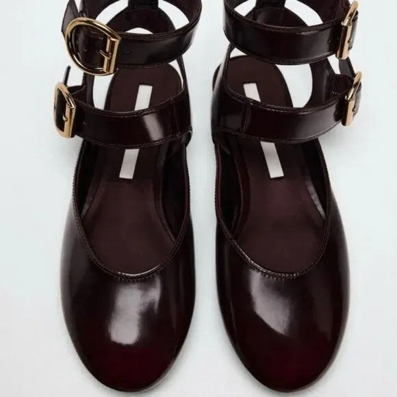 ZARA SLINGBACK DOUBLE BUCKLE BALLET FLATS