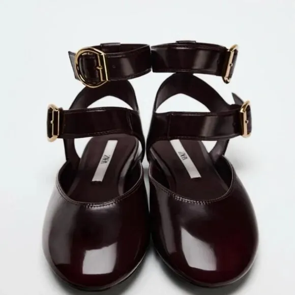 ZARA SLINGBACK DOUBLE BUCKLE BALLET FLATS