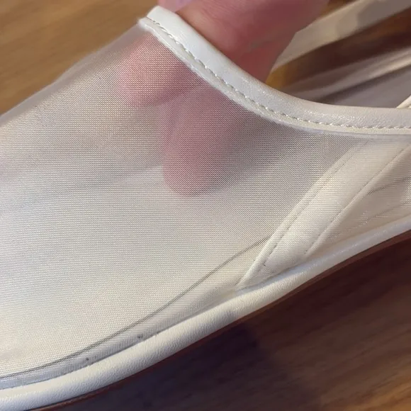 Zara white mesh slingback mule flats