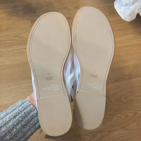 Zara white mesh slingback mule flats