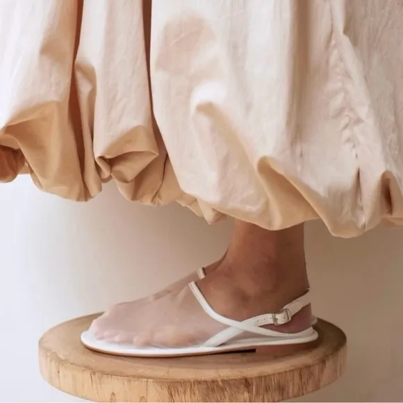 Zara white mesh slingback mule flats