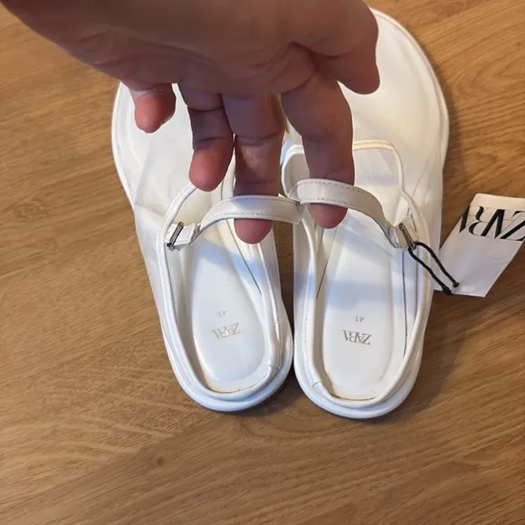 Zara white mesh slingback mule flats