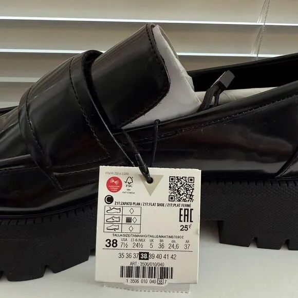 ZARA LUG SOLE LOAFERS Size 7.5