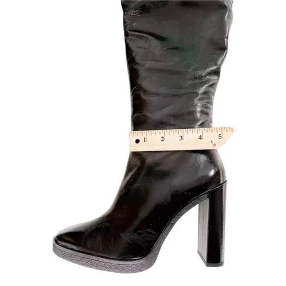 Zara Over the Knee Leather Boots with Faux Shearling Lining NEW Sz EU 39 US 8